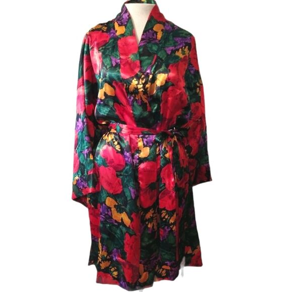 Vintage Victoria's Secret Gold Label Floral Robe Size Large See